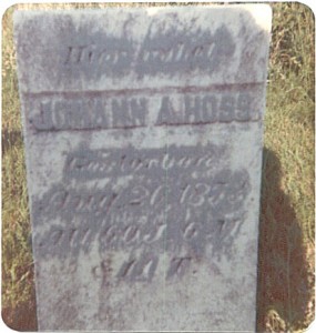 Tombstone of Johann Adam Hoss, *Feb 15, 1793. +Aug 26, 1853
