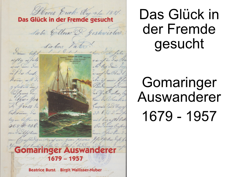 Book cover "Das Glück in der Fremde gesucht" Gomaringer Auswanderer 1679 - 1957